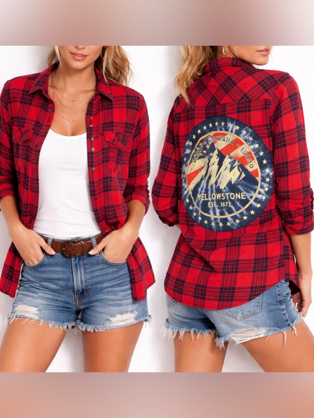 Custom Yellowstone National Park Flannel Buttondown Shirt